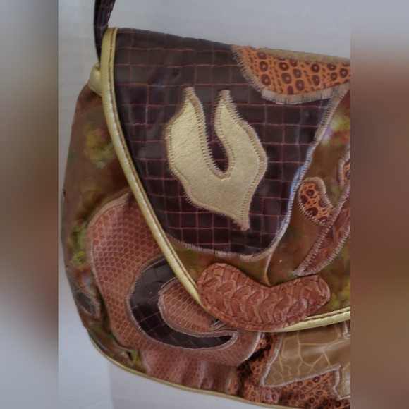 Alentino NAS Bag**Imitation Frog Skin**Unique  Patchwork**Vintage 1980's**6A - Picture 5 of 8